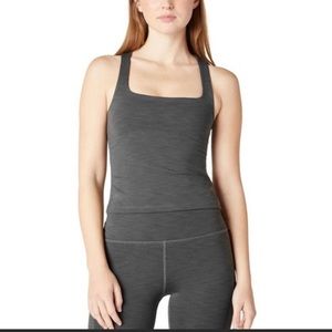 Beyond Yoga Heather Rib Square Neck Yoga Tank M